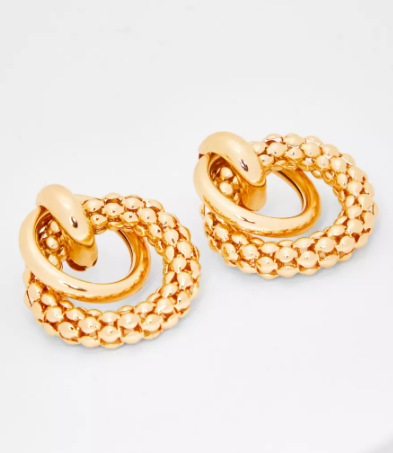 Gold Textured Door Knocker Earrings